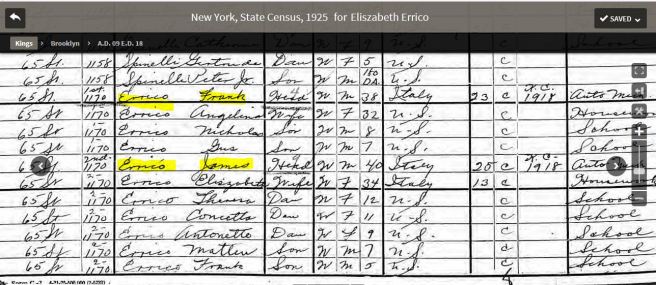 44-1925 NYS Census for Errico